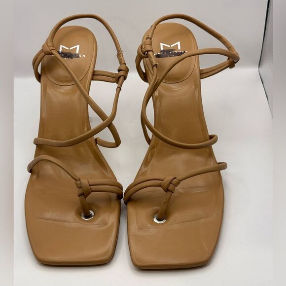 Marc Fisher LTD Womens Gadella Leather Thong Heels Nude Tan NWT Size 9.5 - Picture 3 of 6